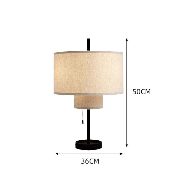 Metal Table Lamp with Fabric Shade for Bedroom