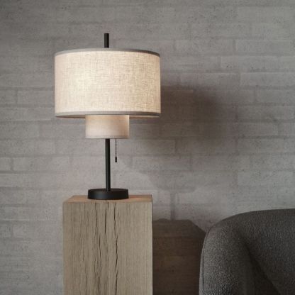 Metal Table Lamp with Fabric Shade for Bedroom