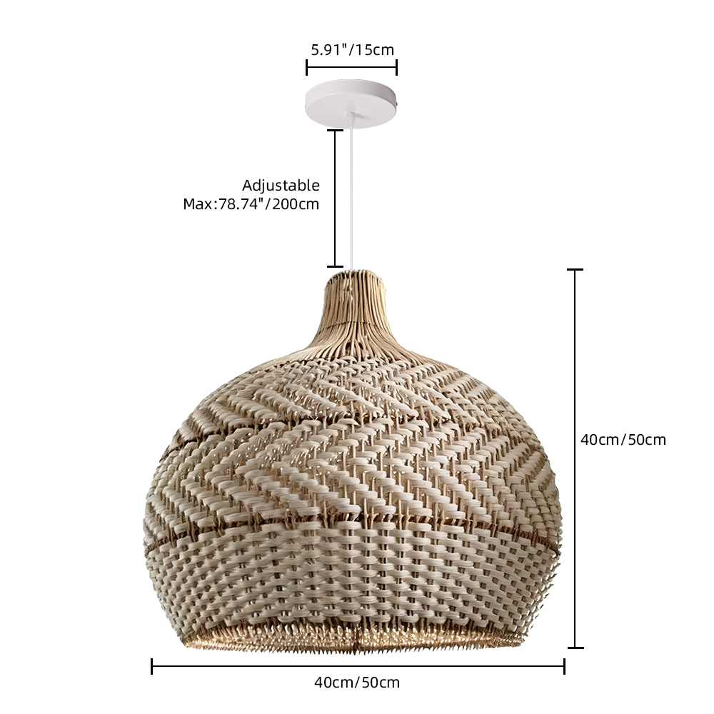 Japanese-style White Rattan Pendant Light For Dining Room