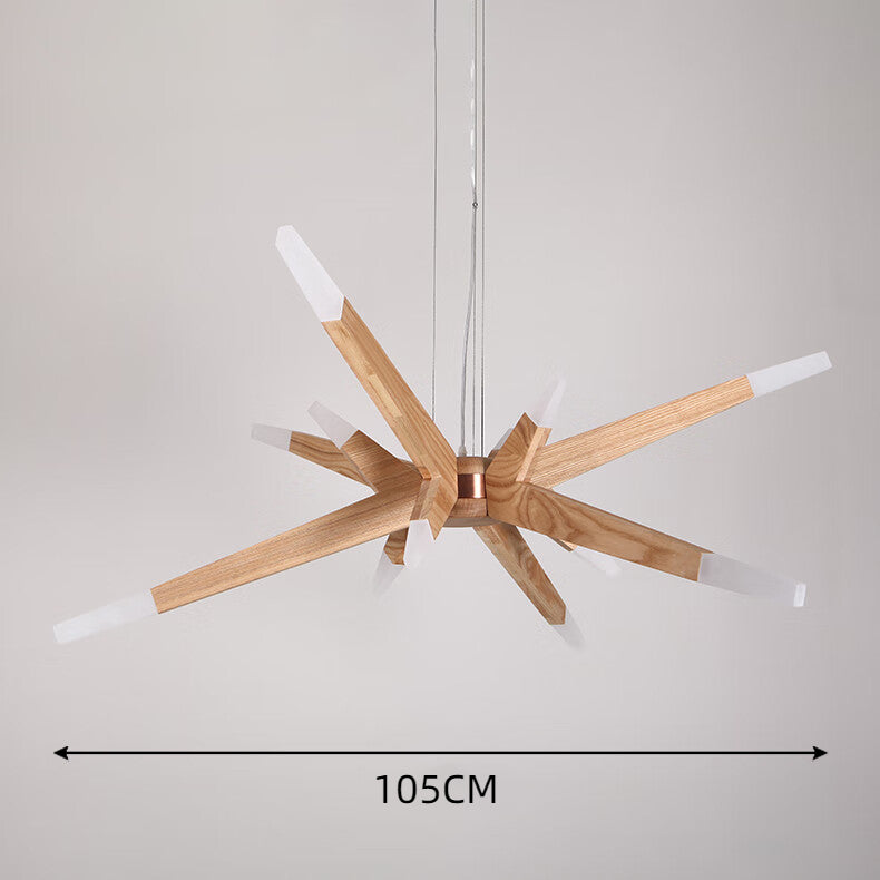 Wood Sputnik Chandelier Contemporary Pendant Light