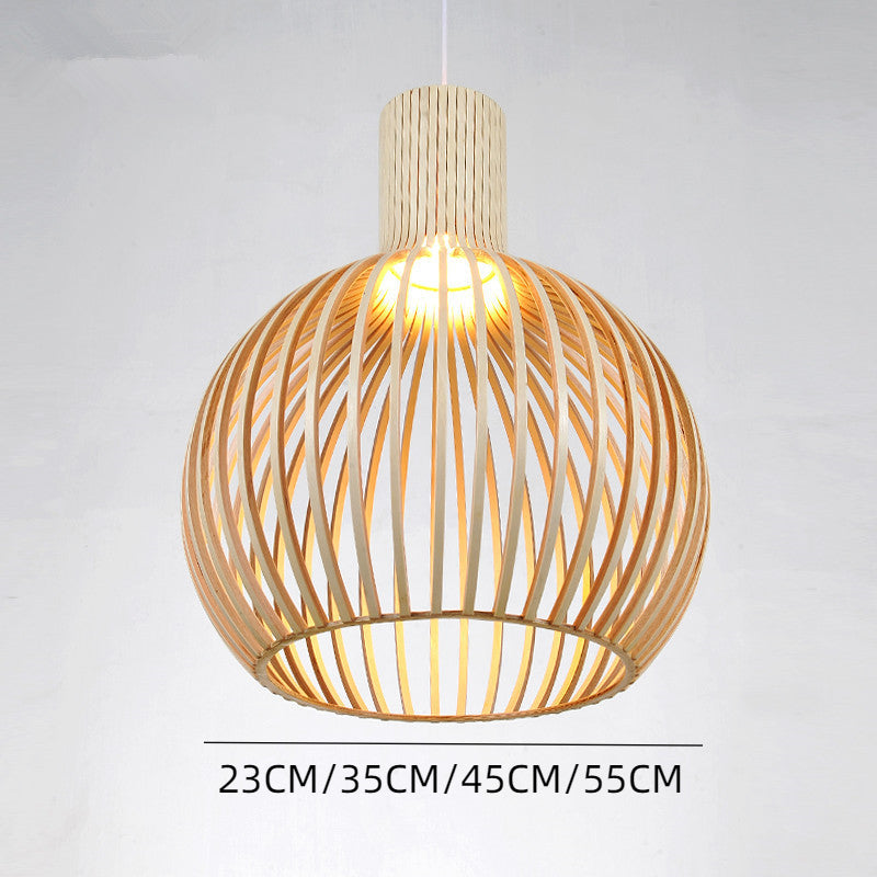 Nordic Wooden Cage Pendant Lighting Fixture
