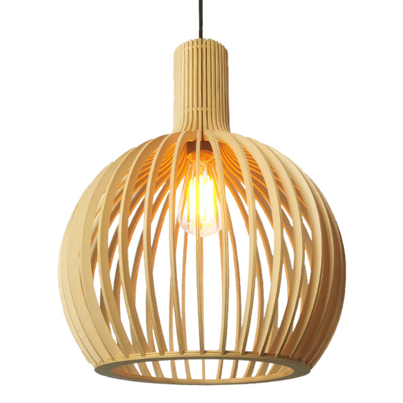 Nordic Wooden Cage Pendant Lighting Fixture
