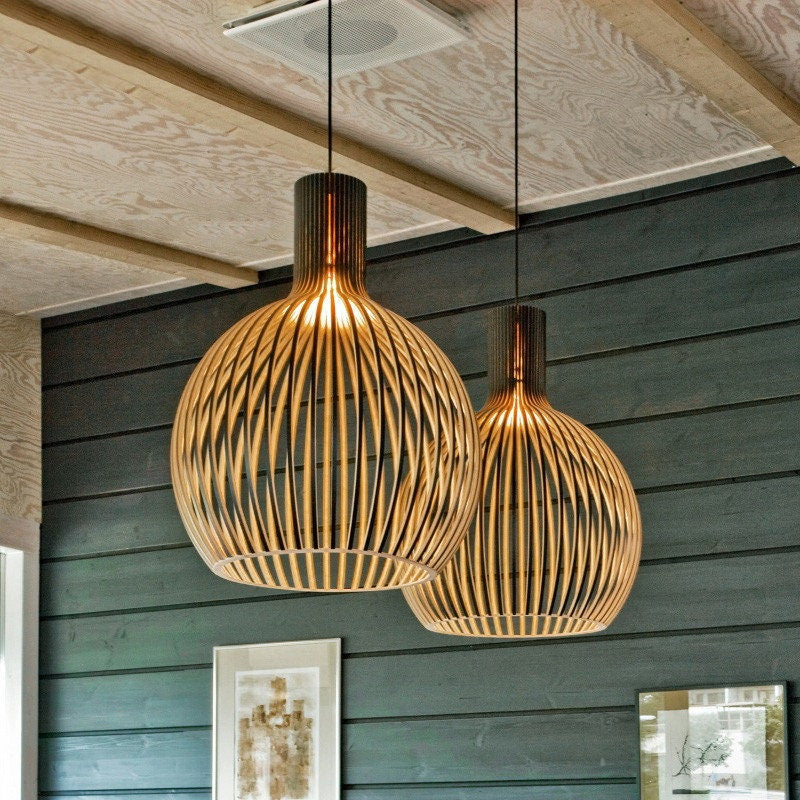 Nordic Wooden Cage Pendant Lighting Fixture