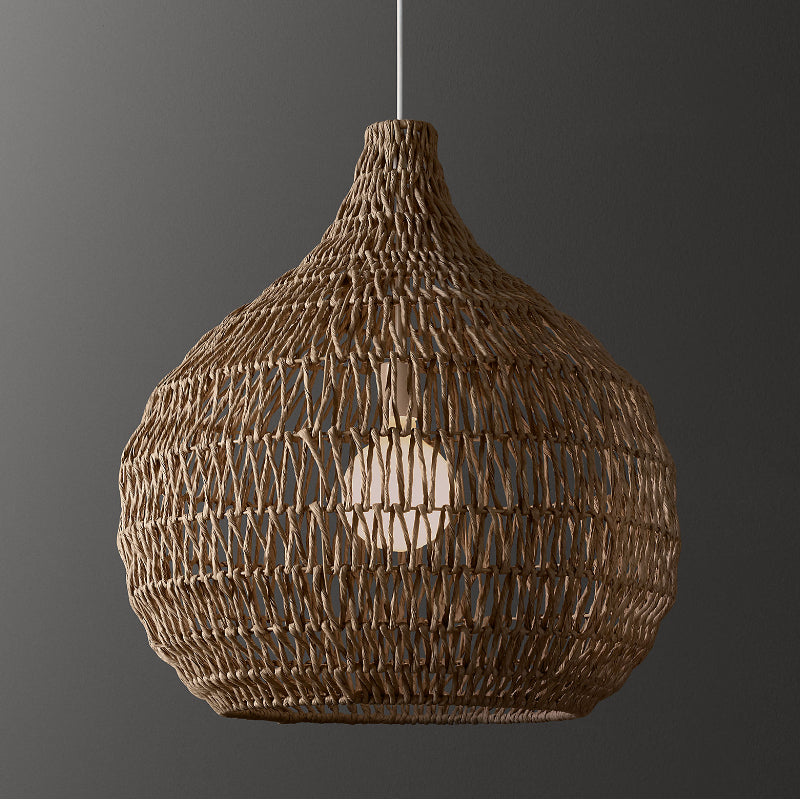 Traditional Pendant Light With Woven Shade