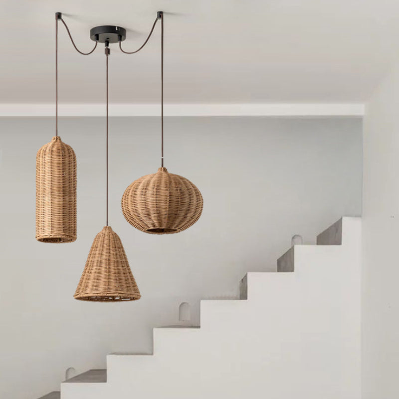 Natural Rattan Cluster Ceiling Light