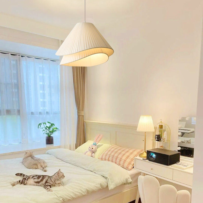 Nordic White Fabric Pleated Pendant Lighting