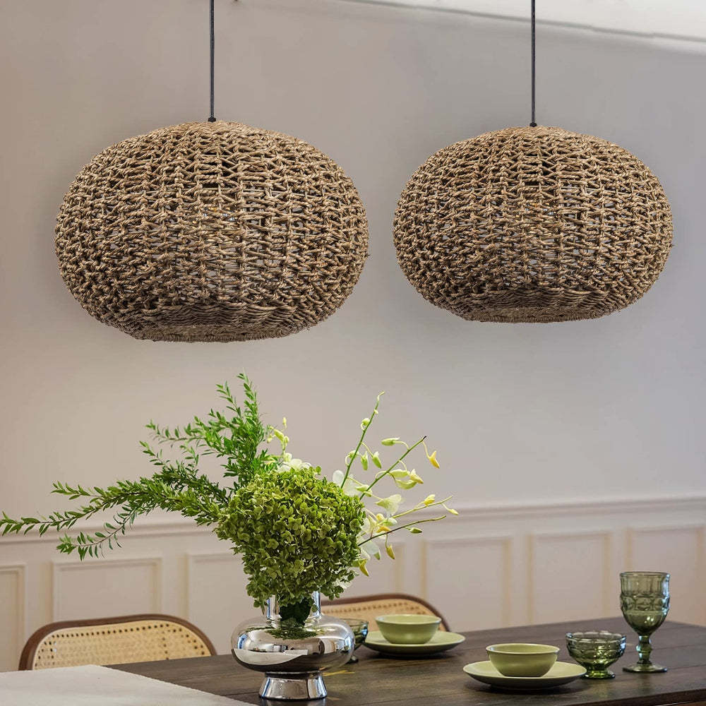 Lamppo Pendant Lights Handwoven Rattan Hanging Light Wicker Lamp Shade ...
