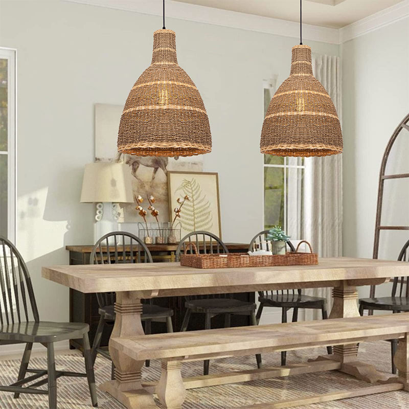 Bell Rattan Woven Pendant Light Kitchen Island