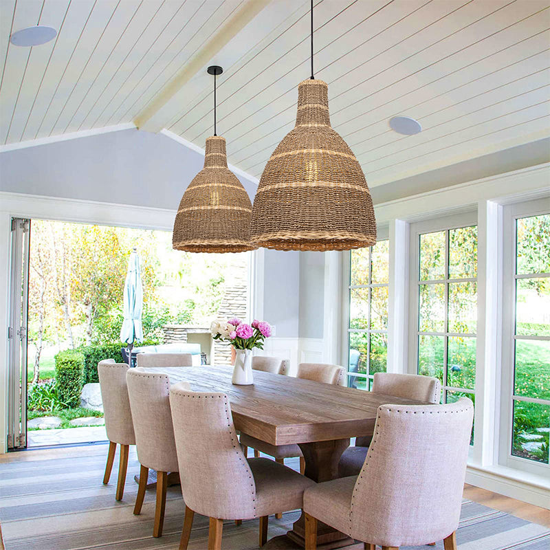 Bell Rattan Woven Pendant Light Kitchen Island