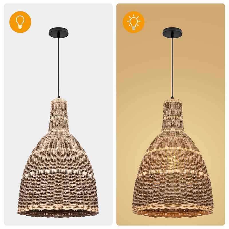 Bell Rattan Woven Pendant Light Kitchen Island
