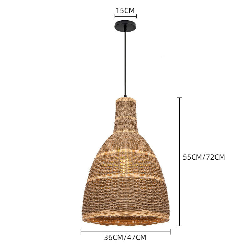 Lamppo Pendant Lampshade Bell Rattan Woven Pendant Light Kitchen Island