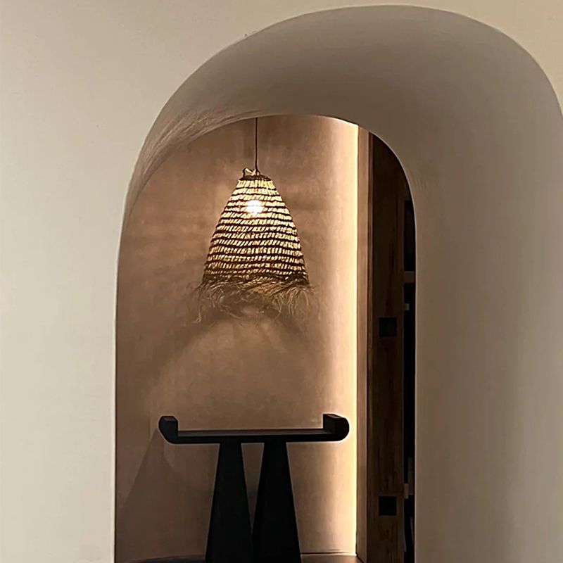 Modern Style Cone Shape Pendant Lighting Rattan