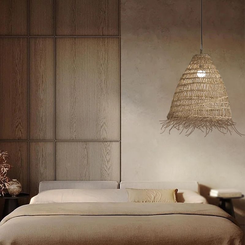 Modern Style Cone Shape Pendant Lighting Rattan