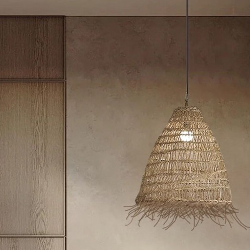 Modern Style Cone Shape Pendant Lighting Rattan
