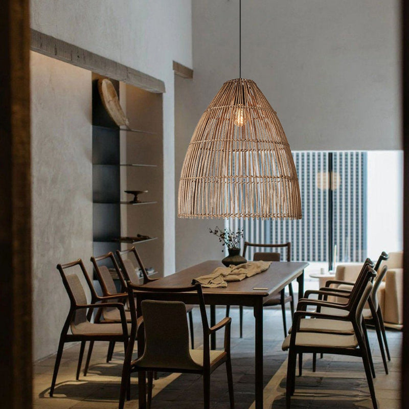 Farmhouse Boho Rattan Pendant Lights for Dining Room