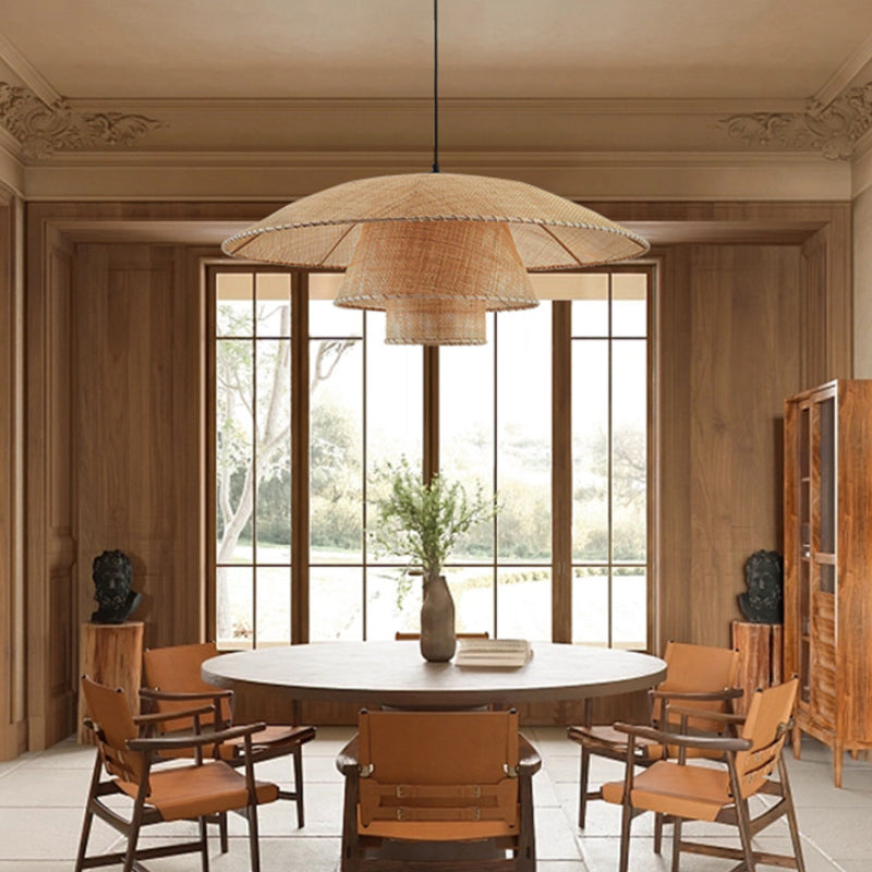 Vintage Rattan Layers Pendant Lights Home Decor