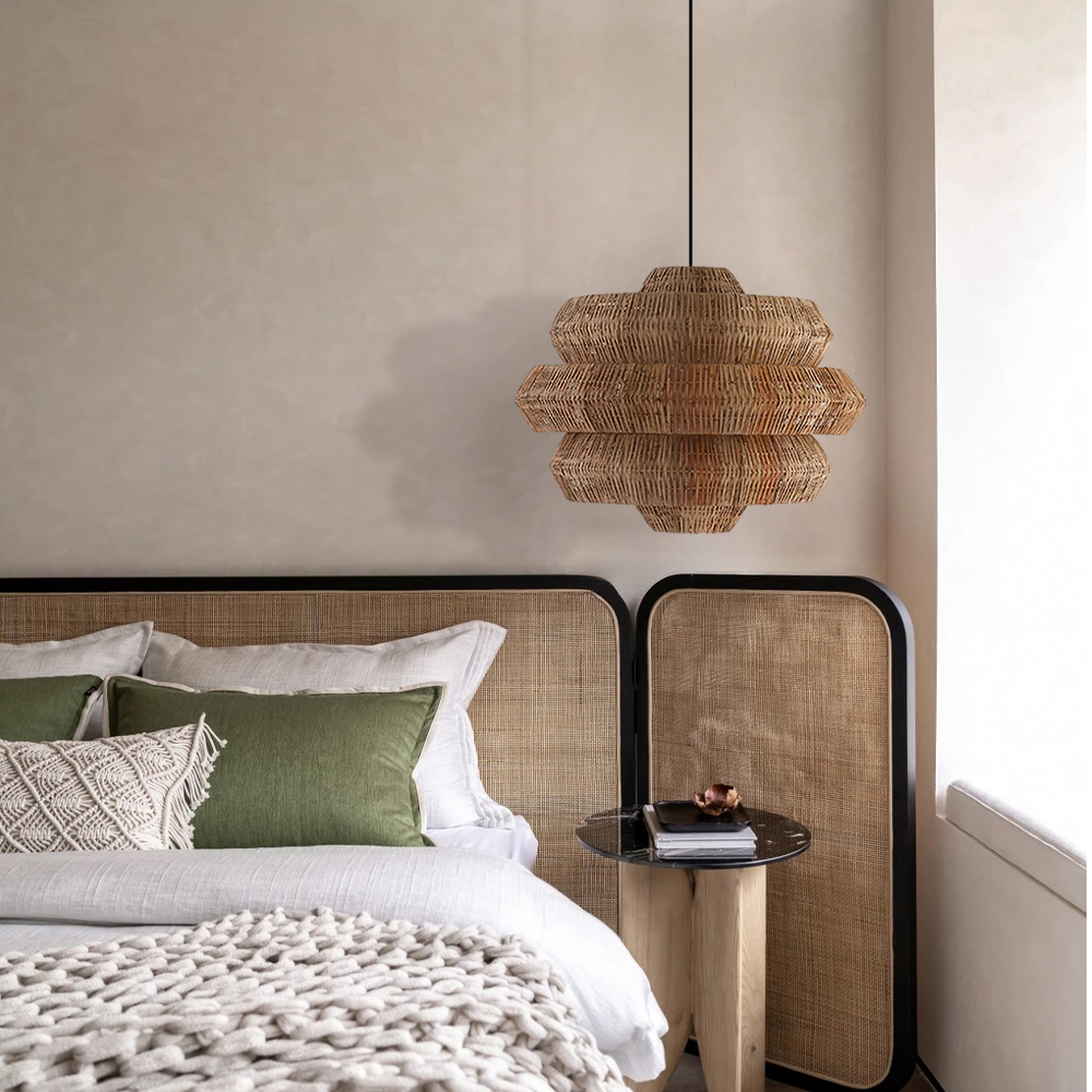 Japanese Style Rattan Multi-Tiered Honeycomb-Shaped Pendant Lights