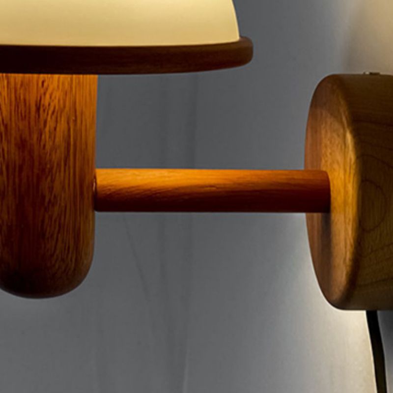 Vintage Wooden Wall Lamp Glass Shade