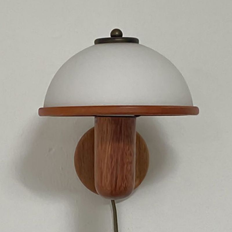 Vintage Wooden Wall Lamp Glass Shade