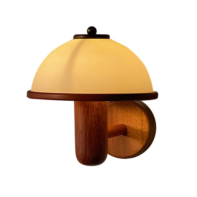 Vintage Wooden Wall Lamp Glass Shade