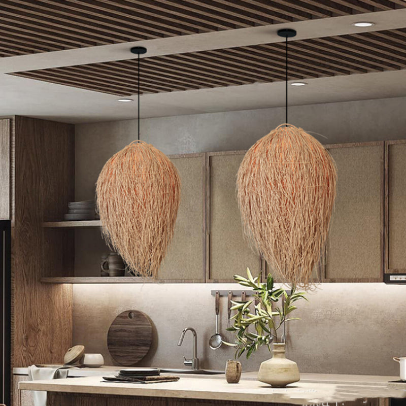 Grass Pendant Lights Handmade Lampshade for Farmhouse