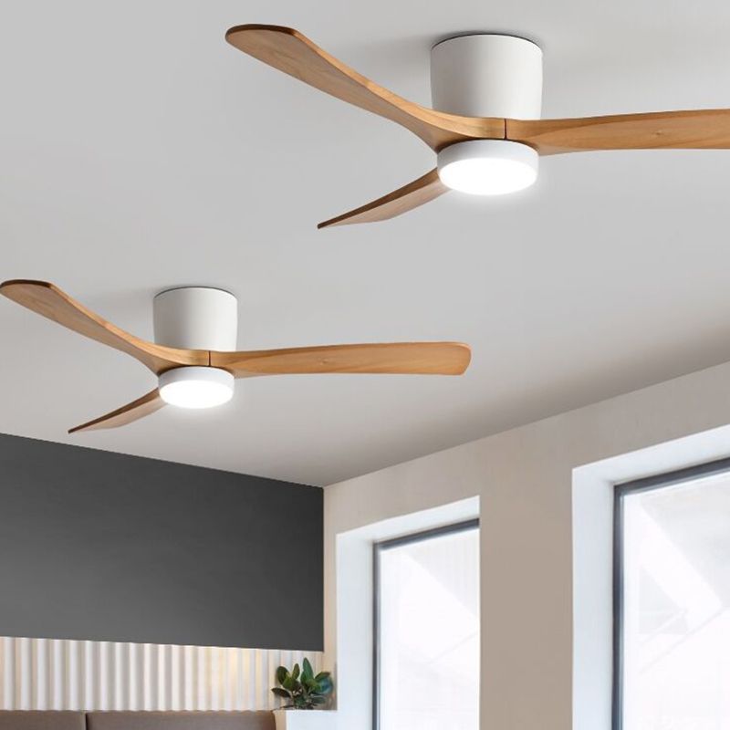 Nordic Wooden Ceiling Fan Light Fixture Minimalist LED Ceiling Lamp for Bedroom