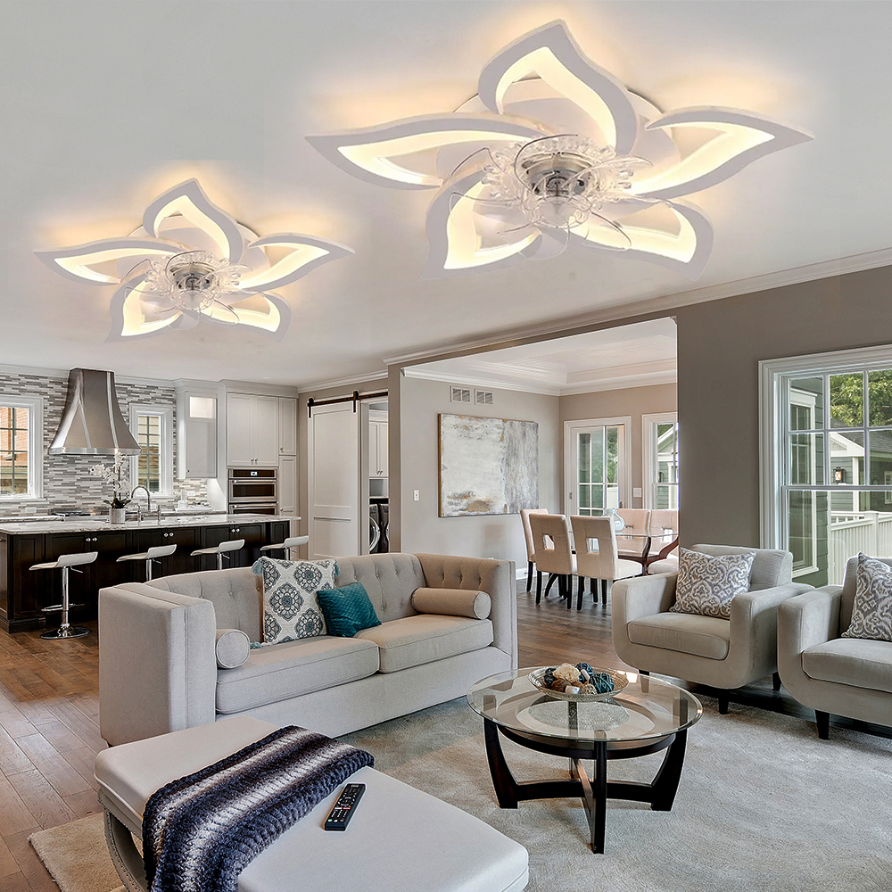 Modern Simple Seven-leaf Bauhinia Flower-shaped Bedroom Ceiling Fan