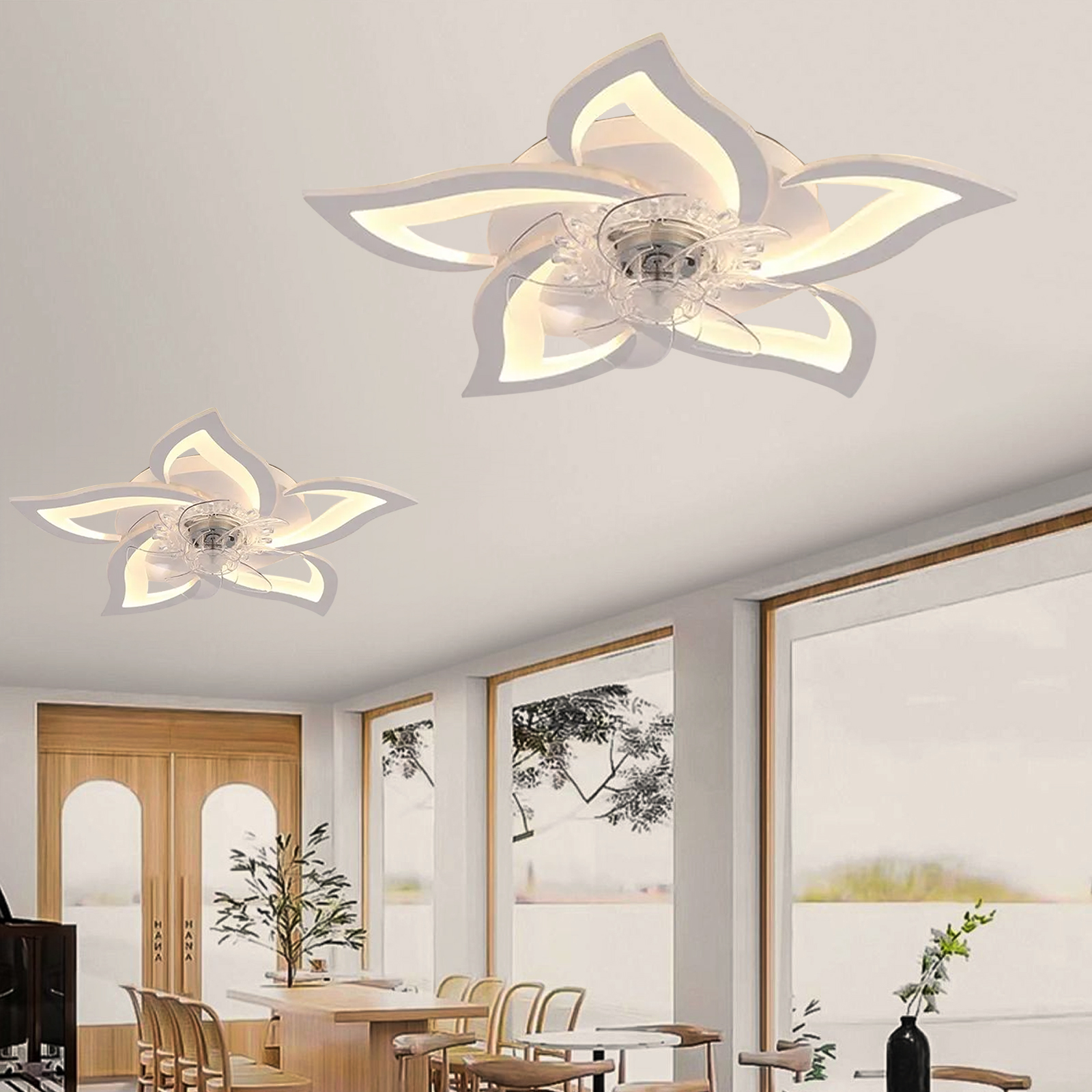 Modern Simple Seven-leaf Bauhinia Flower-shaped Bedroom Ceiling Fan