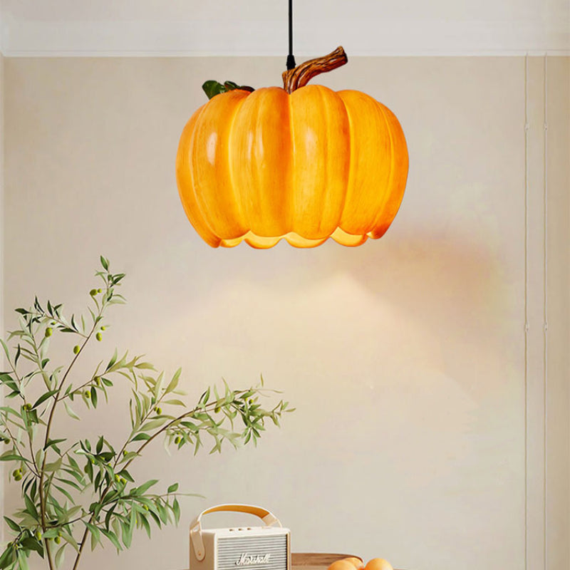Lamppo Pendant Lampshade Resin Pumpkin Vintage Pendant Lighting for Dining Room