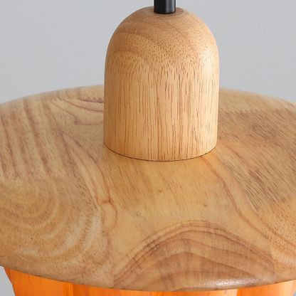 Modern Wood Pendant Light with Yellow Resin Shade