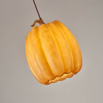 Yellow Pumpkin Pendant Lights with Resin Shade Modern Cylinder
