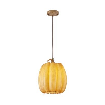 Yellow Pumpkin Pendant Lights with Resin Shade Modern Cylinder