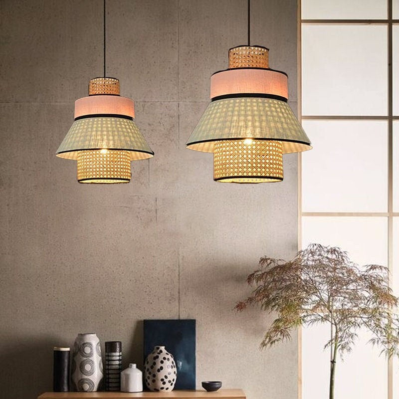 Nordic Fabric Rattan Pendant Lights