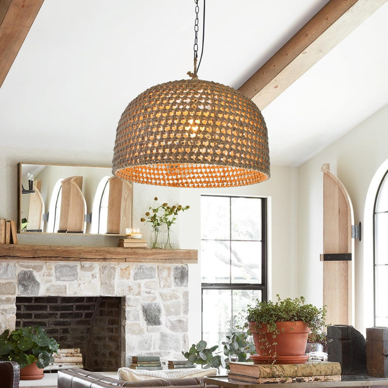 Retro Pendant Lights Hemp Rope Woven Lampshade
