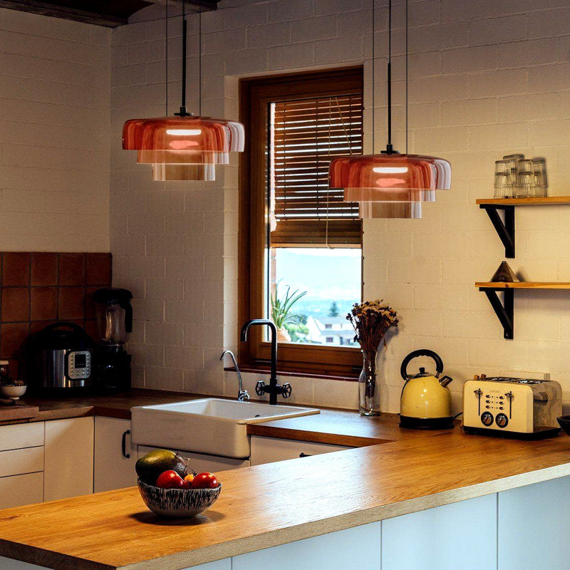 Large Triple Layer Glass Pendant Lights
