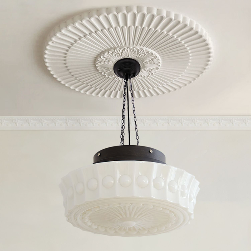 White Glass Vintage Round Pendant Light