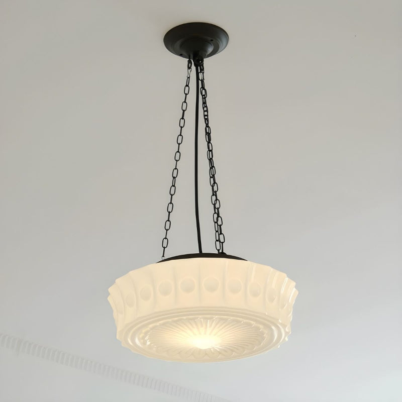 White Glass Vintage Round Pendant Light
