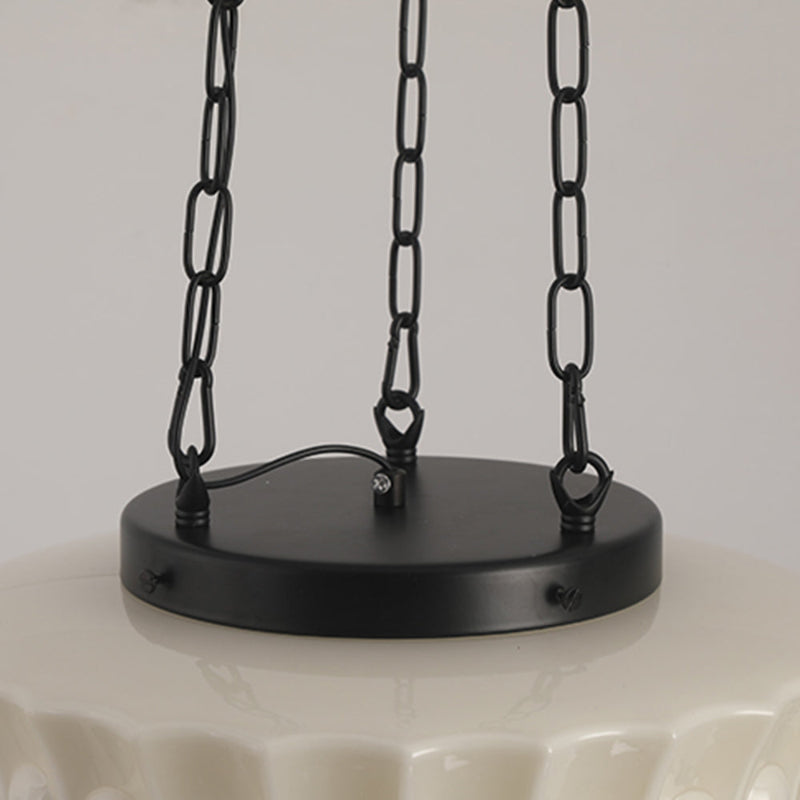 White Glass Vintage Round Pendant Light