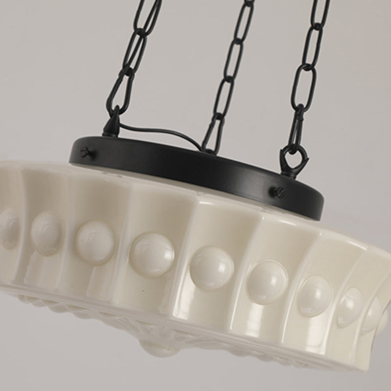 White Glass Vintage Round Pendant Light