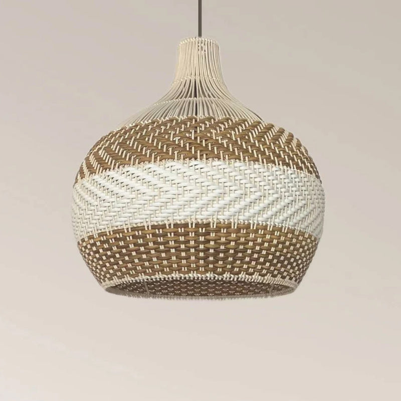 Lamppo White Rattan Pendant Light Interior Decor Hanging Lampshade for ...