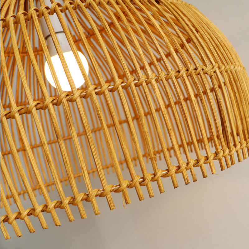 Simple Hand-woven Rattan Pendant Light Dining Room Kitchen Hanging Lamp