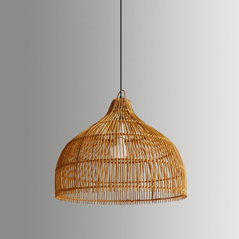 Simple Hand-woven Rattan Pendant Light Dining Room Kitchen Hanging Lamp