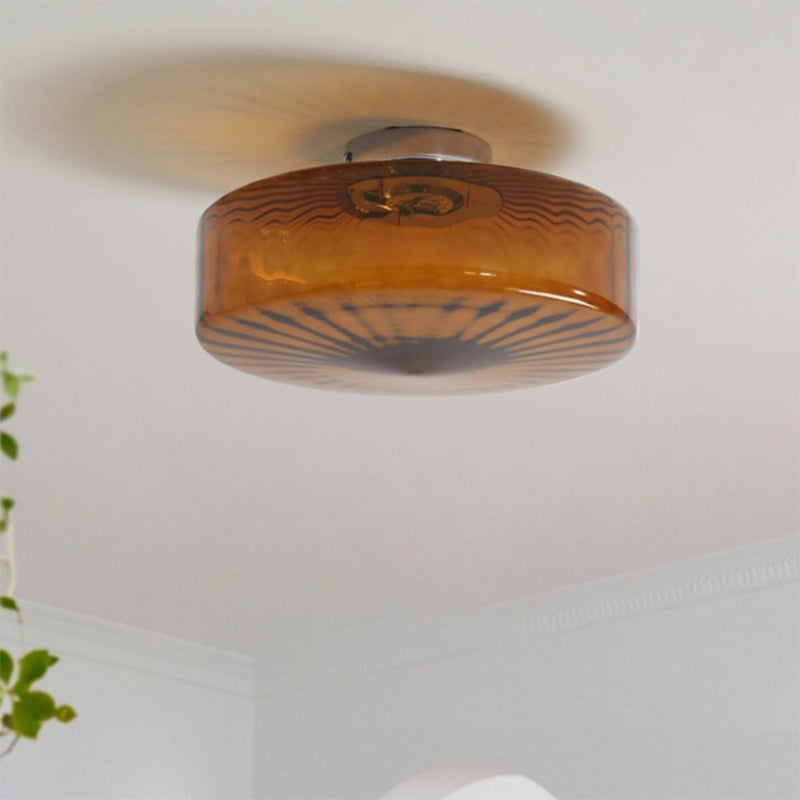 Amber Ceiling Light with Glass Shade for Bedroom