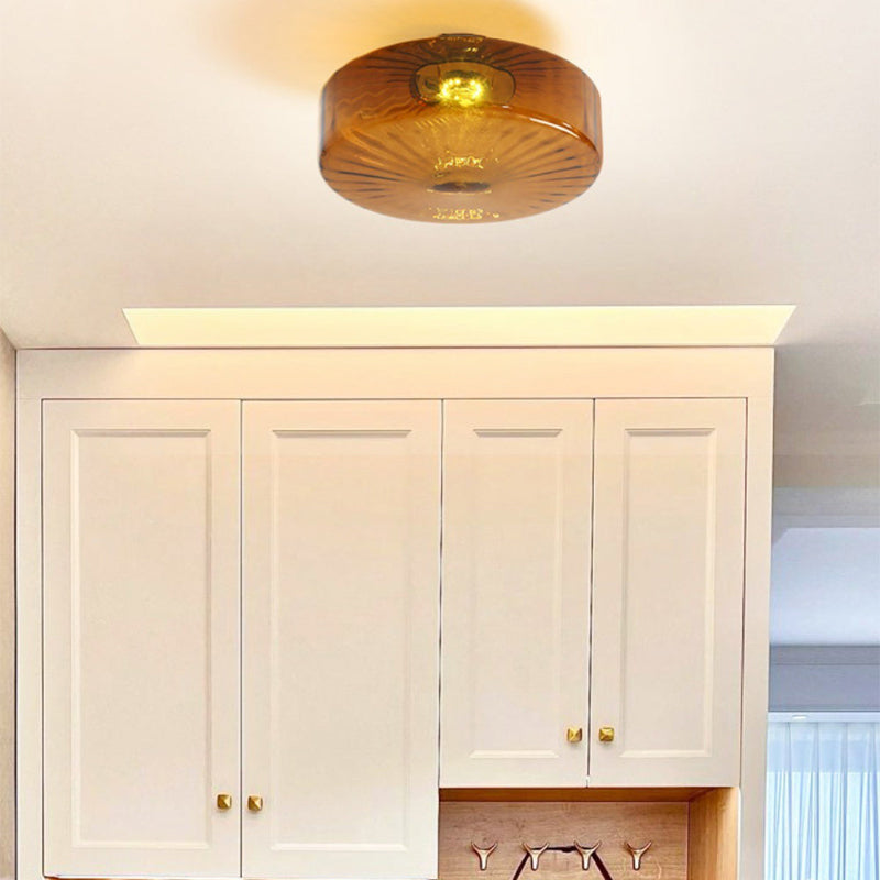 Amber Ceiling Light with Glass Shade for Bedroom