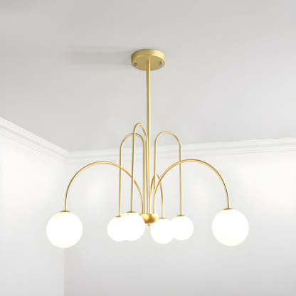 Modern Iron Chandelier with White Glass Shade