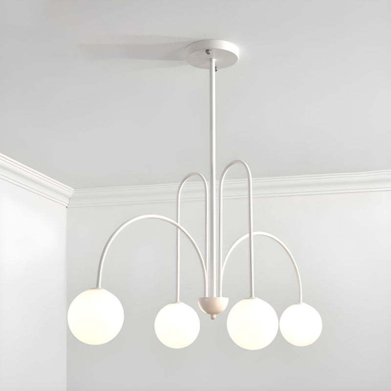 Modern Iron Chandelier with White Glass Shade
