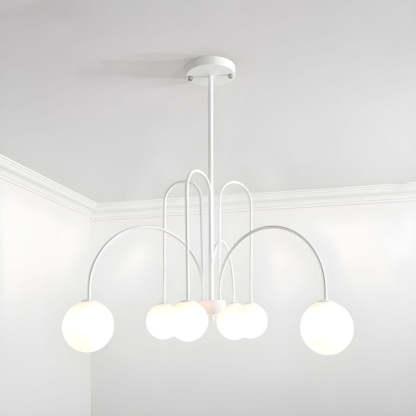 Modern Iron Chandelier with White Glass Shade