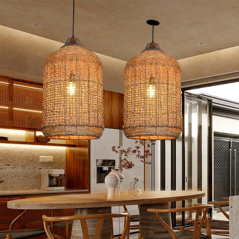Lamppo Rattan Pendant Light Kitchen Island Oversize Hanging Lamp Woven ...
