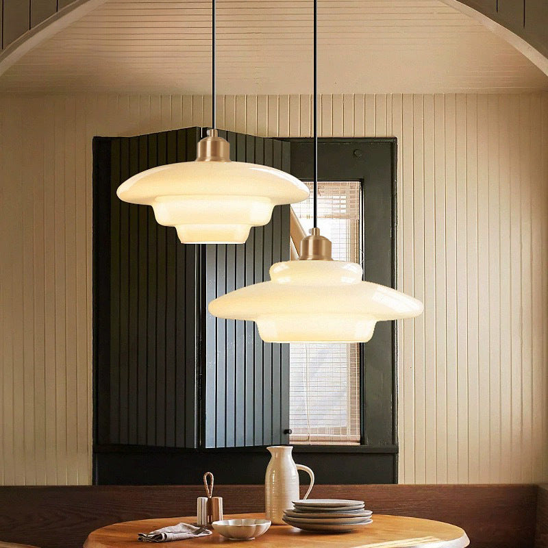 Lamppo Modern Pendant Light Mid Century Style Milk Lampshade White