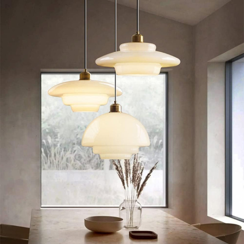 Mid Century Style Milk White Glass Pendant Light